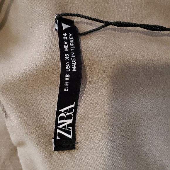 Zara Olive Green Linen Cut Out Mini Dress Size XS - Picture 9 of 12